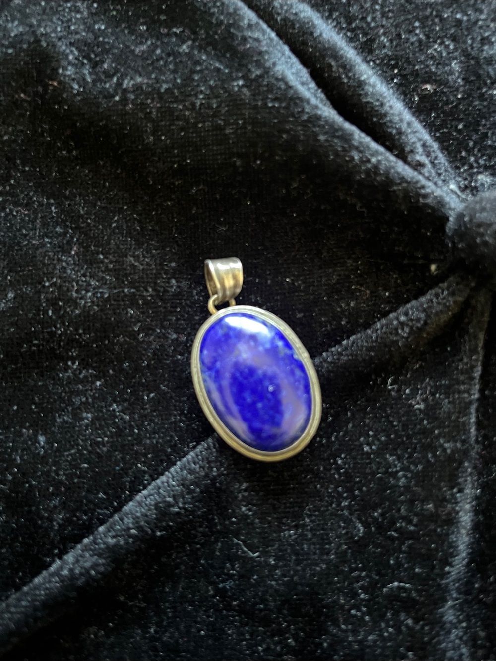 Sterling Silver Lapis Oval Pendant - Blue Gemstone